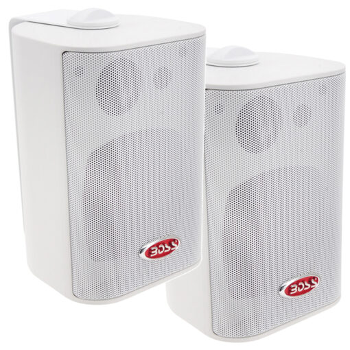 Boss Audio MR4.3W 4" 3-Way Marine Box Speakers (Pair) - 200W - White