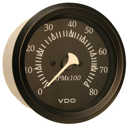 VDO Allentare Black 8000RPM 3-3/8" (85mm) Outboard Tachometer - 12V - Black Bezel