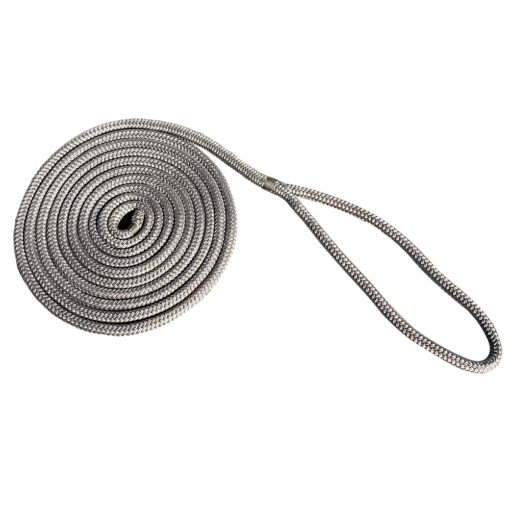 New England Rope 1/2" x 25' Nylon Double Braid Dock Line - Grey