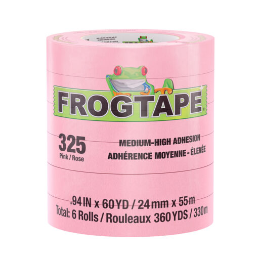 FrogTape CP 325 Medium-High Adhesion Masking Tape - 24MM x 55M x 6-Pack - Pink - Rated for 325°F