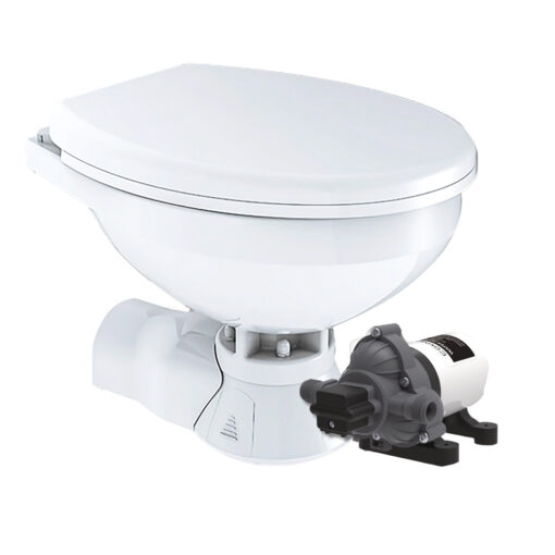 Commodore Quiet Flush Electric Toilet - Rear Macerator - Raw Water Pump - Regular Size