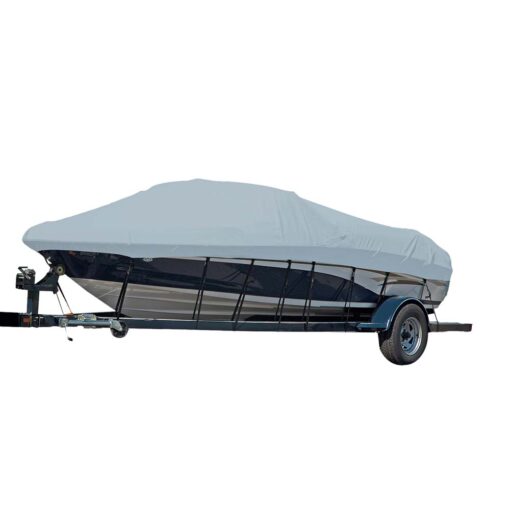 Carver Sun-DURA® Styled-to-Fit Boat Cover f/16.5' Sterndrive V-Hull Runabout Boats (Including Eurostyle) w/Windshield and Hand/Bow Rails - Grey