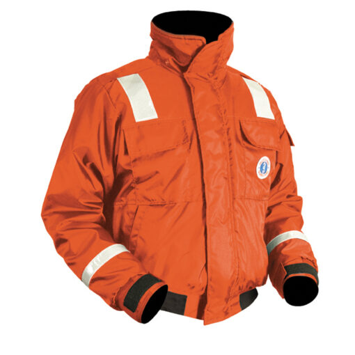 Mustang Classic Flotation Bomber Jacket w/Reflective Tape - Orange - Small