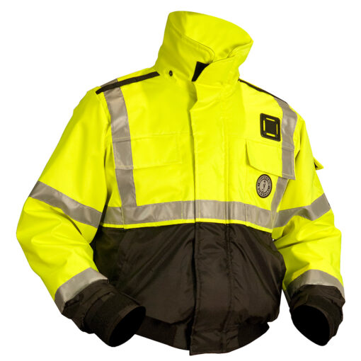 Mustang ANSI High Vis Flotation Bomber Jacket - Fluorescent Yellow/Green/Black - Small