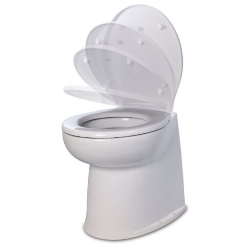 Jabsco Deluxe Flush 14" Straight Back 24V Freshwater Electric Marine Toilet w/Solenoid Valve & Soft Close Lid