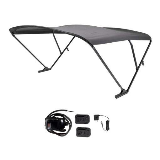 SureShade Battery Powered Bimini - Black Anodized Frame & Black Fabric